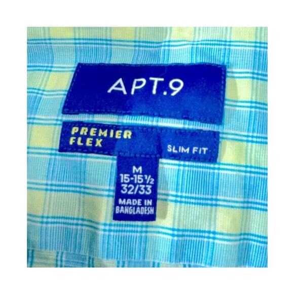 Apt 9 Premier Flex Plaid Slim Fit Button-Down Shirt Medium NWOT - Picture 11 of 15